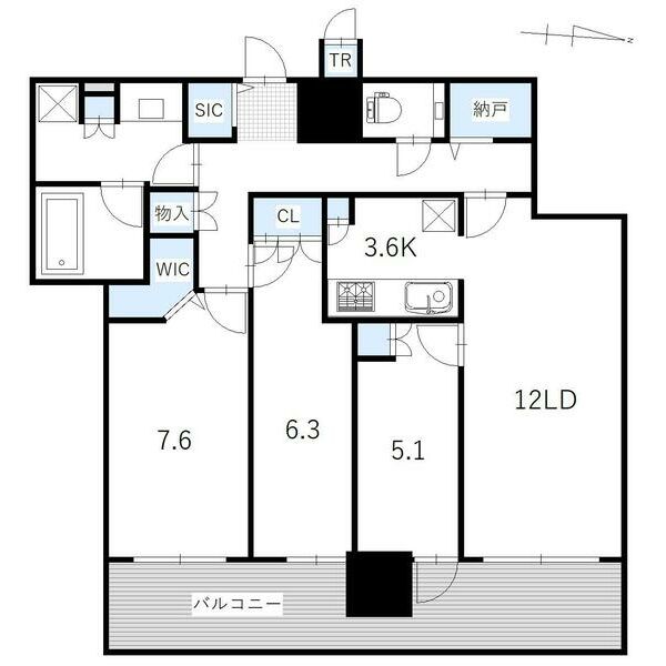 札幌市北区北八条西のマンションの間取り