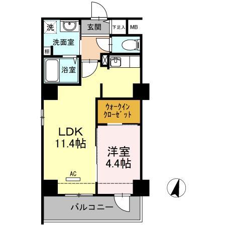 福岡市中央区天神のマンションの間取り