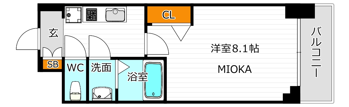 プレサンス谷町九丁目駅前の間取り