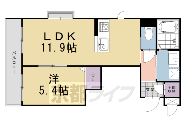 京都市東山区今小路町のマンションの間取り