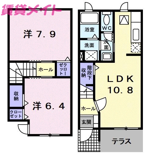 四日市市河原田町のアパートの間取り