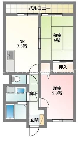 門真市柳田町のマンションの間取り