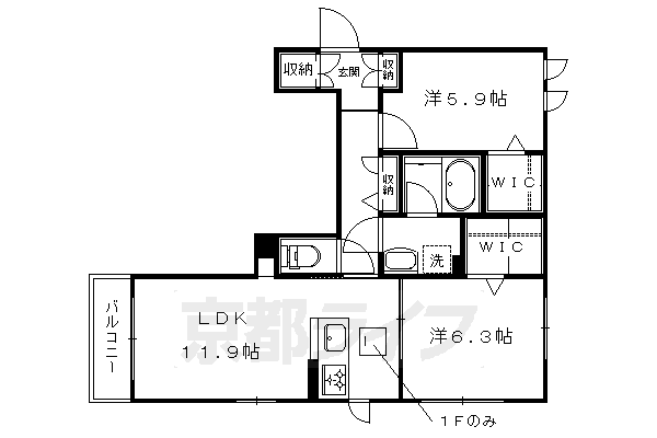 京都市上京区長門町のマンションの間取り