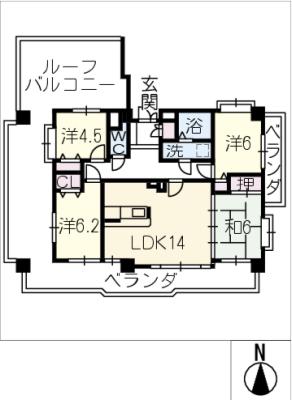 ライオンズマンション小幡城下1201号室の間取り