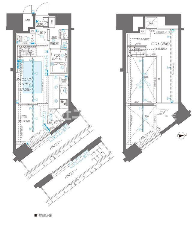 新宿区新宿のマンションの間取り