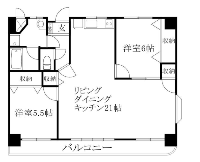 松山市西垣生町のマンションの間取り