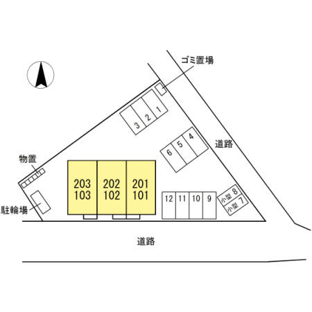 【松江市下東川津町のアパートの駐車場】