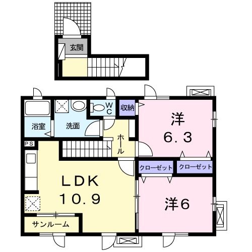 メール・ブルーＡの間取り