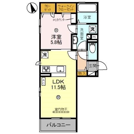 明石市西新町のアパートの間取り