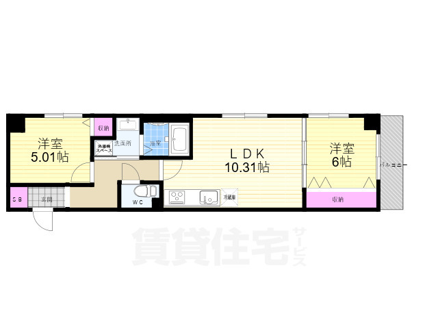 京都市中京区鍵屋町のマンションの間取り