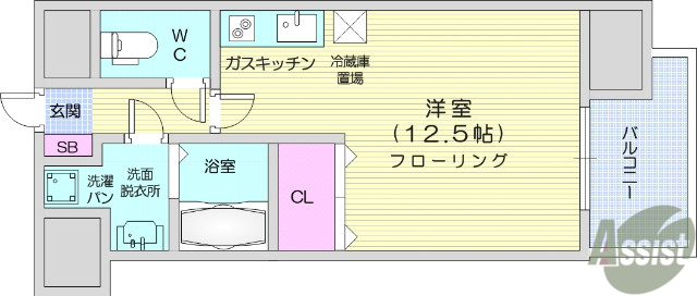 仙台市青葉区小田原のマンションの間取り