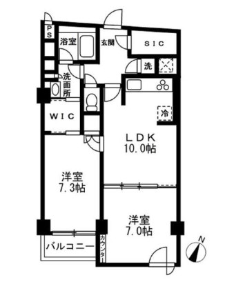 渋谷区猿楽町のマンションの間取り