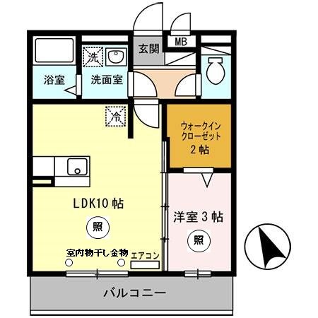 姫路市東山のアパートの間取り