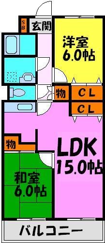 川西市出在家町のマンションの間取り