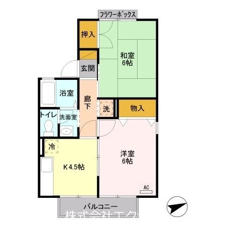 昭島市武蔵野のアパートの間取り