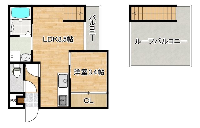 広島市西区山手町のアパートの間取り