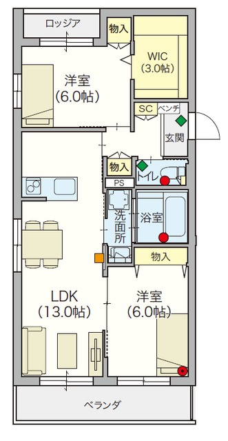 （シニア限定）サンミッシェルの間取り