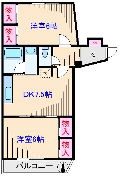 川崎市中原区上丸子八幡町のマンションの間取り