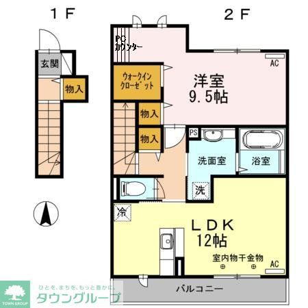 小平市学園西町のアパートの間取り