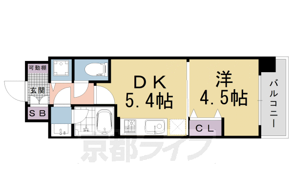 京都市右京区西院矢掛町のマンションの間取り