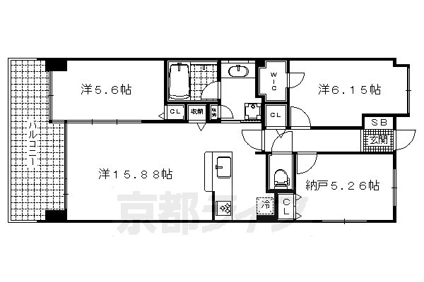 京都市中京区弁慶石町のマンションの間取り