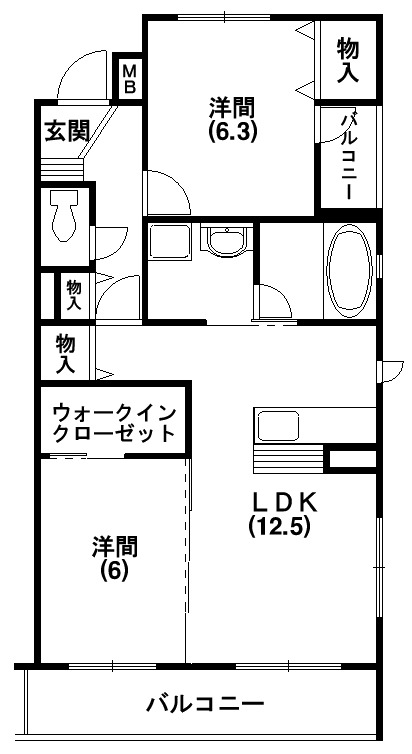 浜松市中央区半田山のマンションの間取り