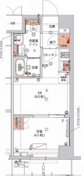 新宿区山吹町のマンションの間取り