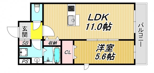 アンプルールフェールエタンセルマン昆陽の間取り