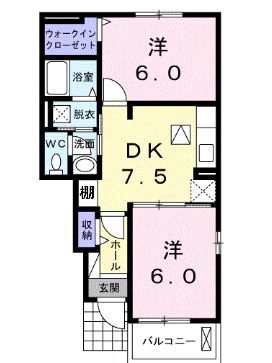 福山市駅家町大字江良のアパートの間取り