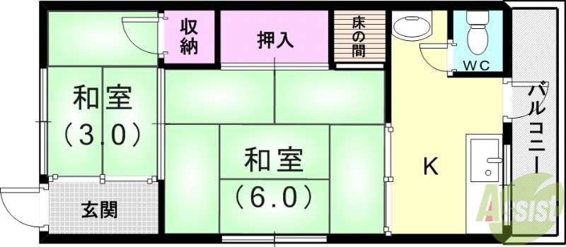 神戸市垂水区東垂水のアパートの間取り