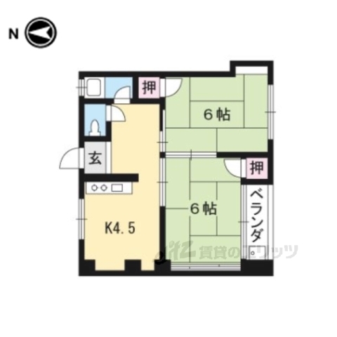 京都市左京区下鴨宮崎町のマンションの間取り