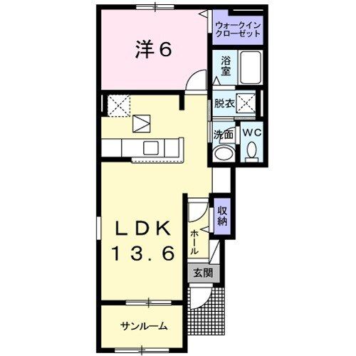 笠間市土師のアパートの間取り