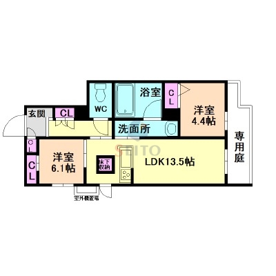 大阪市淀川区木川西のアパートの間取り