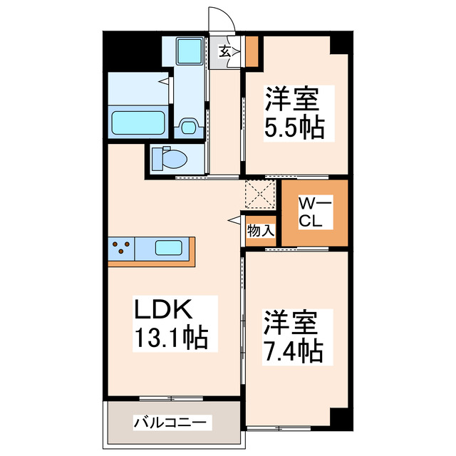 熊本市南区近見のマンションの間取り