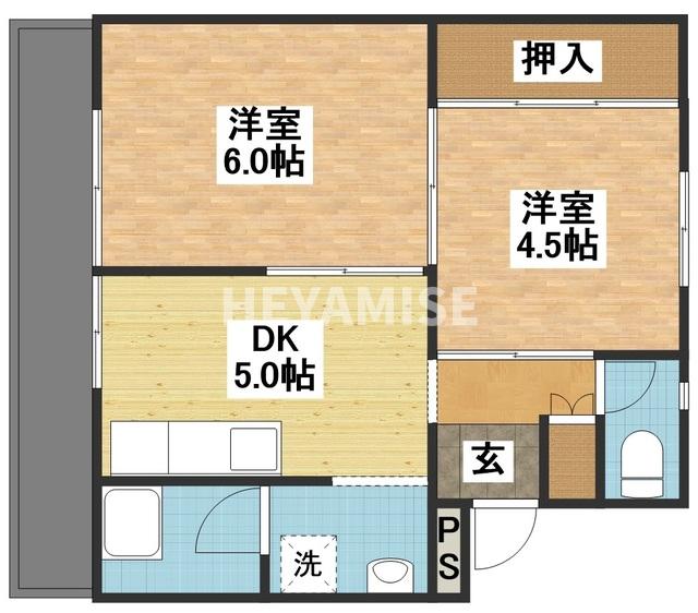 ビレッジハウス栗面1号棟の間取り