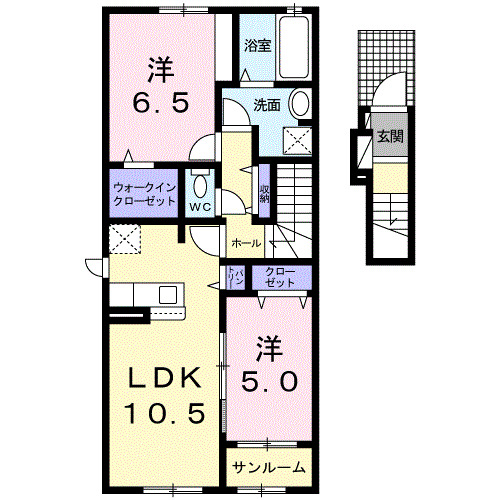 富山市婦中町道場のアパートの間取り