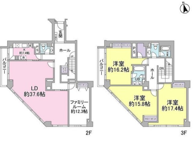 港区三田のマンションの間取り