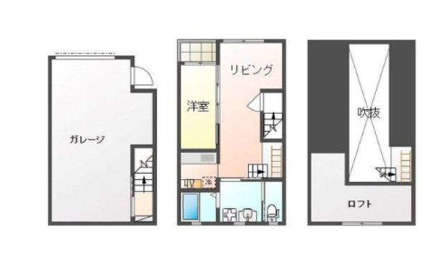 岡山市北区西崎のアパートの間取り