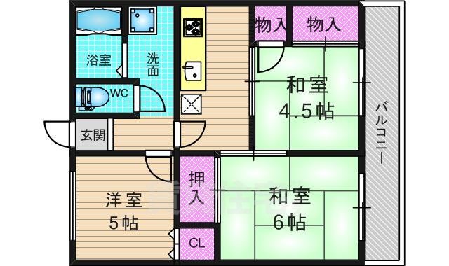 京都市西京区桂徳大寺北町のアパートの間取り