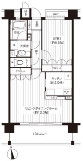 港区港南のマンションの間取り