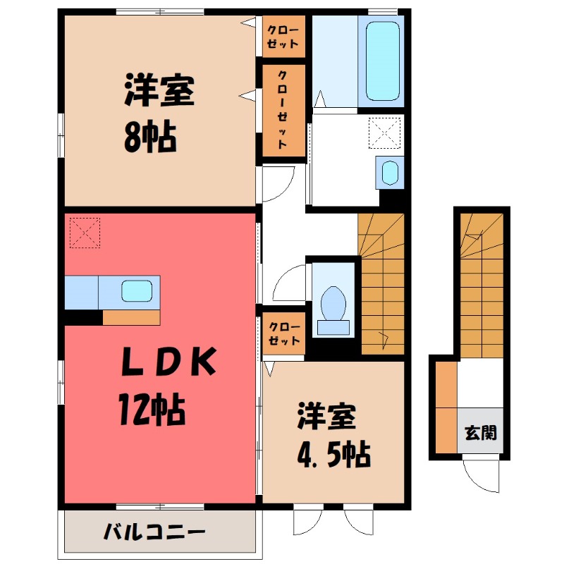 太田市中根町のアパートの間取り