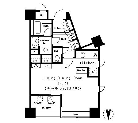 港区南麻布のマンションの間取り