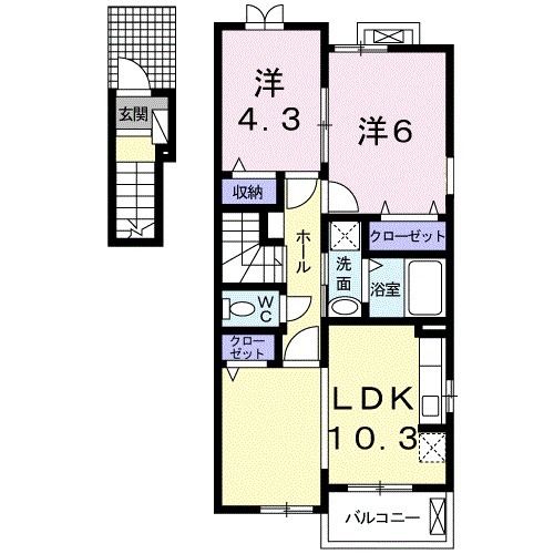 菊川市加茂のアパートの間取り