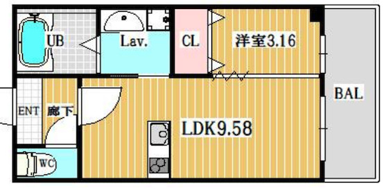 大阪市都島区都島本通のマンションの間取り