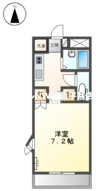 岡山市中区神下のアパートの間取り