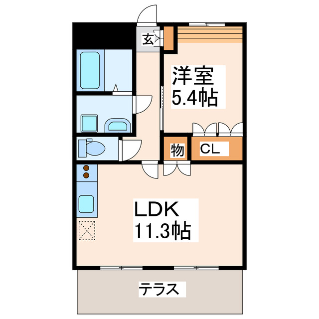 菊池市野間口のアパートの間取り