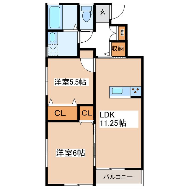 松本市平田東のアパートの間取り