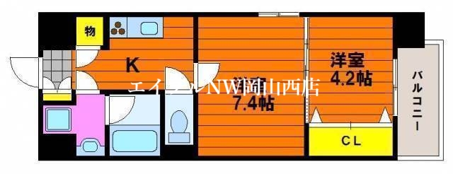 岡山市北区内山下のマンションの間取り