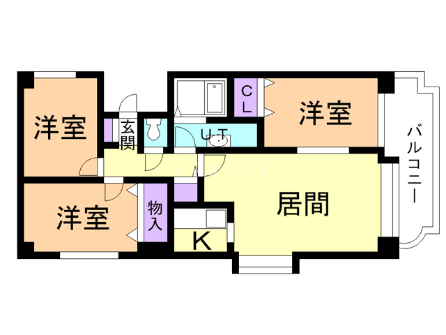 札幌市北区屯田一条のマンションの間取り