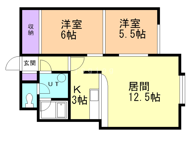 札幌市白石区平和通のアパートの間取り